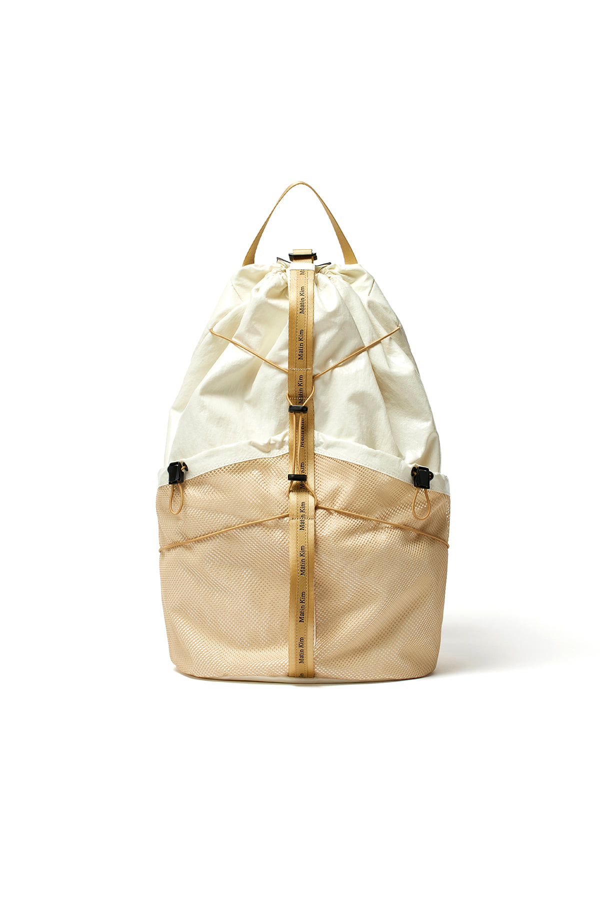 마뗑킴 LOGO TAPING GLOSSY BACK PACK IN IVORY